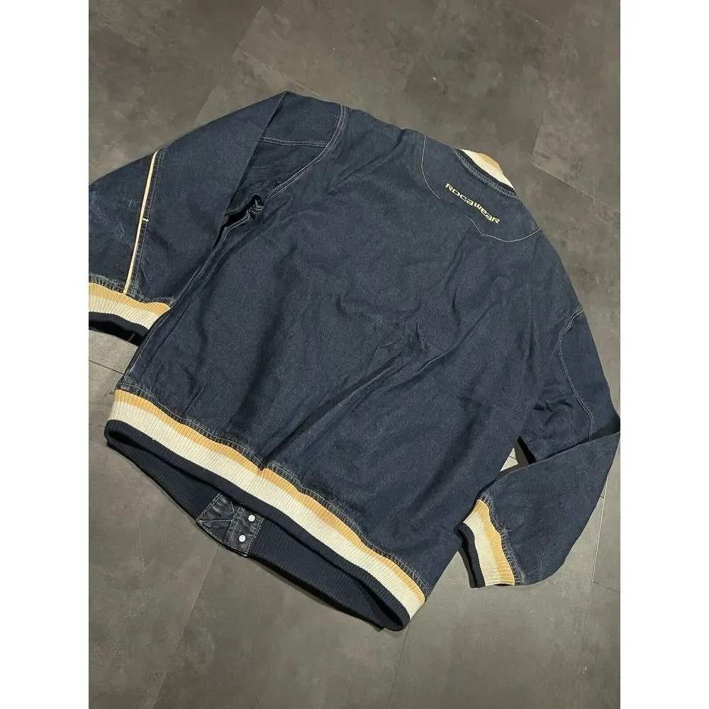 Vintage Rocawear Men's Full Zip‎ Double Pocket Dark Wash Denim Jacket XL -200